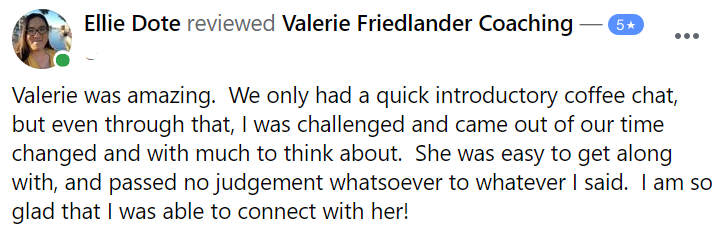 Testimonial by Ellie Dote of what it's like when you contact Valerie