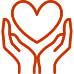 Hands holding a heart icon